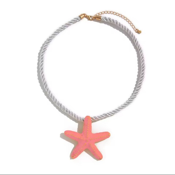 Starfish Pink Coral Earrings Necklace Set - Picture 4 of 6